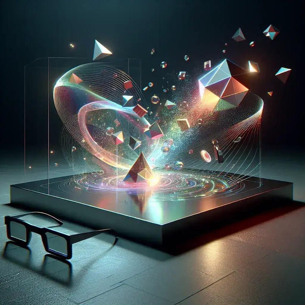 "3D holographic display showcasing vibrant images without glasses, illustrating advancements in holographic technology discussed in the article 'Exploring Holographic Displays: Projecting 3D Images Without Glasses.'"